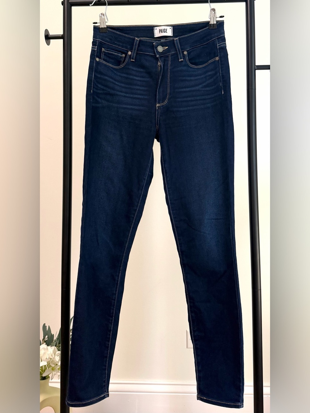 PAIGE Hoxton Ankle Skinny Jeans Size 27 Dark Indigo High Rise Stretch Denim